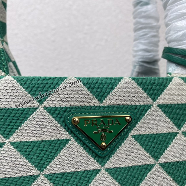 Prada專櫃新款刺繡織物包購物袋 1BA356 普拉達大號無長肩帶手提刺繡托特包 csp1149
